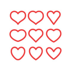 Hearts vector icon collection. Valentine's day romance symbols.