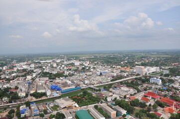 Rice field tourist attractions in thailand Helicopter photos
