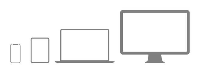 Set of device screens with empty white screen.