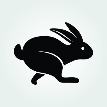 Bunny Run or Rabbit running icon isolated on white background. Vector illustration 
