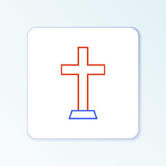 Line Christian cross icon isolated on white background. Church cross. Colorful outline concept. Vector.