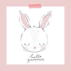 Obraz na płótnie Canvas Cute little buny - vector illustration. Fun print for baby with character Bunny. 
