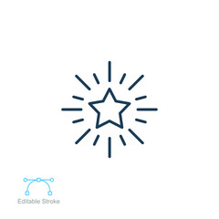 Excellence outline icon. Shiny star, Star shine for best choice, favorite symbol, Certificate stamp star mark logo. Editable stroke. Vector illustration. design on white background. EPS 10