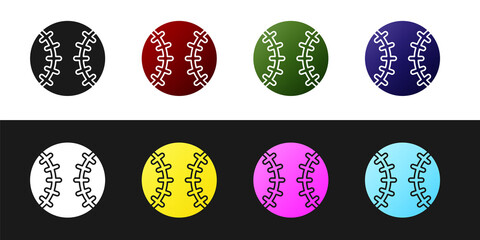 Set Baseball ball icon isolated on black and white background. Vector.