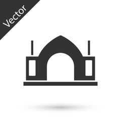 Grey Hindu spiritual temple icon isolated on white background. Vector.