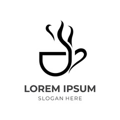 abstract coffee logo concept vector flat black color style