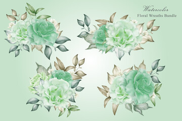 Greenery floral bouquet template collections