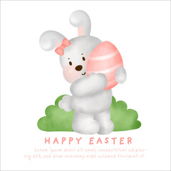 WATERCOLOR HAPPY EASTER DAY GREETING CARD .