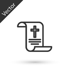 Grey line Decree, paper, parchment, scroll icon icon isolated on white background. Chinese scroll. Vector.