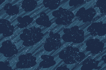 Abstract painting rain clouds at dark night. overcast and rainy storm background illustration. meteorology and weather forecast backdrop.