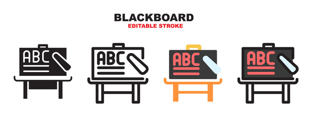 Blackboard icon set with different styles. Editable Stroke and pixel perfect.