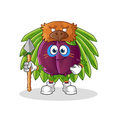 Obraz na płótnie Canvas plum tribal man mascot. cartoon vector