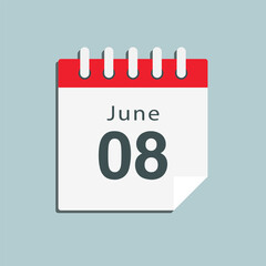 Icon day date 1 June, template calendar page