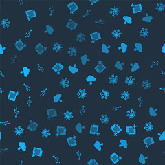 Set Add new file, Sun and snowflake, Cloud download and USB on seamless pattern. Vector.