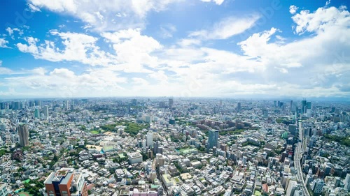 東京 ワイド 160度魚眼 タイムラプス 夏空 Wall Mural Oka