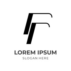 simple letter F logo design flat black color style