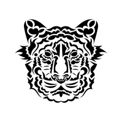 Tiger face tattoo on white background. Vector illustration.