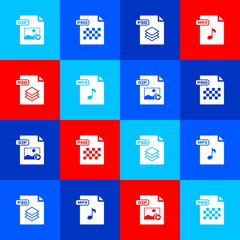 Set GIF file document, PNG, PSD and MP3 icon. Vector.