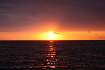 Naklejka na ściany i meble Beautiful sunset landscape of Kua Bay (Manini'owali beach) in Big Island, Hawaii