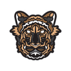 The face of a tiger. Tiger from Maori patterns. Exclusive corporate identity. Isolated. Vector illustration.