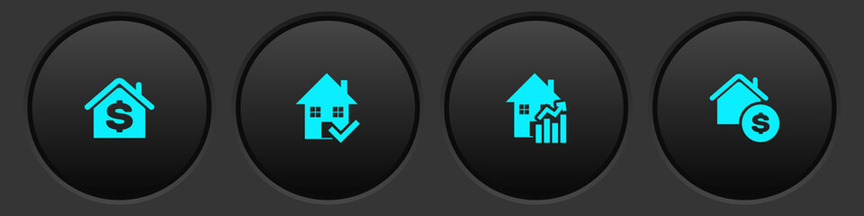 Set House with dollar, check mark, Rising cost of housing and icon. Vector.