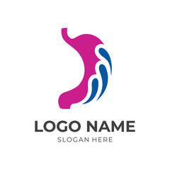 stomach logo template with flat pink and blue color style