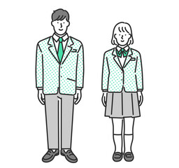 男子学生と女子学生の全身イラスト素材