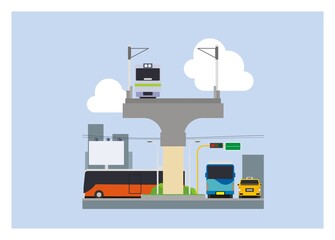 City various transportation. Simple flat illustration.