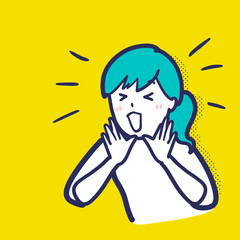一生懸命応援する女性のイラスト