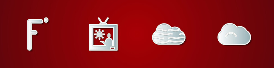 Set Fahrenheit, Weather forecast, Fog and cloud and Cloud icon. Vector.