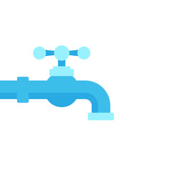 water tap with classic old valve. blue icon isolated on white.