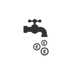 Tap or faucet with pound coins. Money resource, passive income concept.