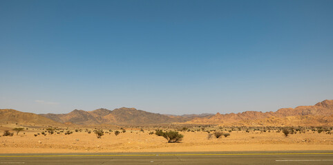 Fototapeta na wymiar Desert landscapes in remote rural area of Tabuk in north western Saudi Arabia