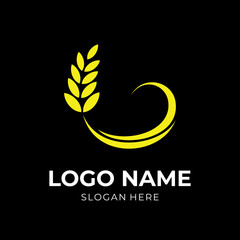 Fototapeta premium royal wheat logo design flat gold color style