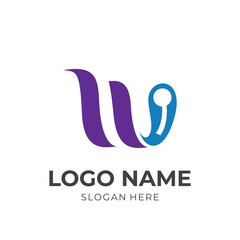 abstract letter W logo template concept vector flat blue color style