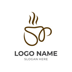 coffee logo concept vector with flat brown color style