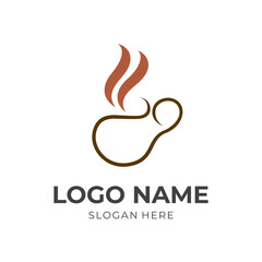 coffee logo concept vector with line brown color style