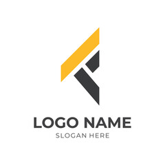 letter F logo vector with flat yellow and black color style
