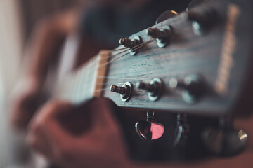 close up of a guitar