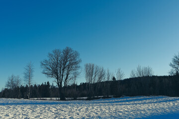 Cultural landscape at Knai, Hurdal, Norway, in winter.