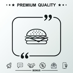 Burger line sign. With quote symbol