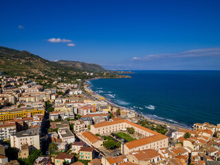 Fototapeta na wymiar View of Cefalu, Sicily from La Rocca mountain