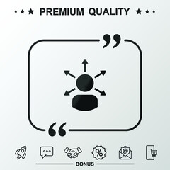 Make decision sign. With quote symbol