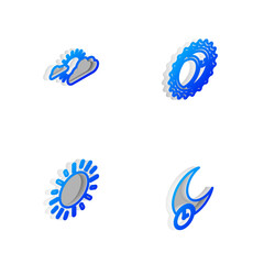 Obraz premium Set Isometric line Eclipse of the sun, Sun and cloud weather, and Sleeping moon icon. Vector.