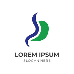 Obraz premium simple stomach logo design with flat blue and green color style