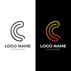 Obraz premium letter C logo concept with flat black and orange color style