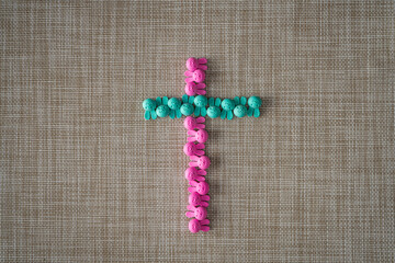 Color Full Pastel Color Christian Easter Crosses made of Bunny Rabbits