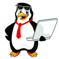 penguin mascot cartoon in vector