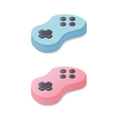 Video games concept. Gamepad joystick controller set. Isometric vector illustration. Isolated on white background.