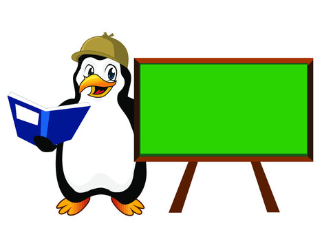 penguin mascot cartoon in vector